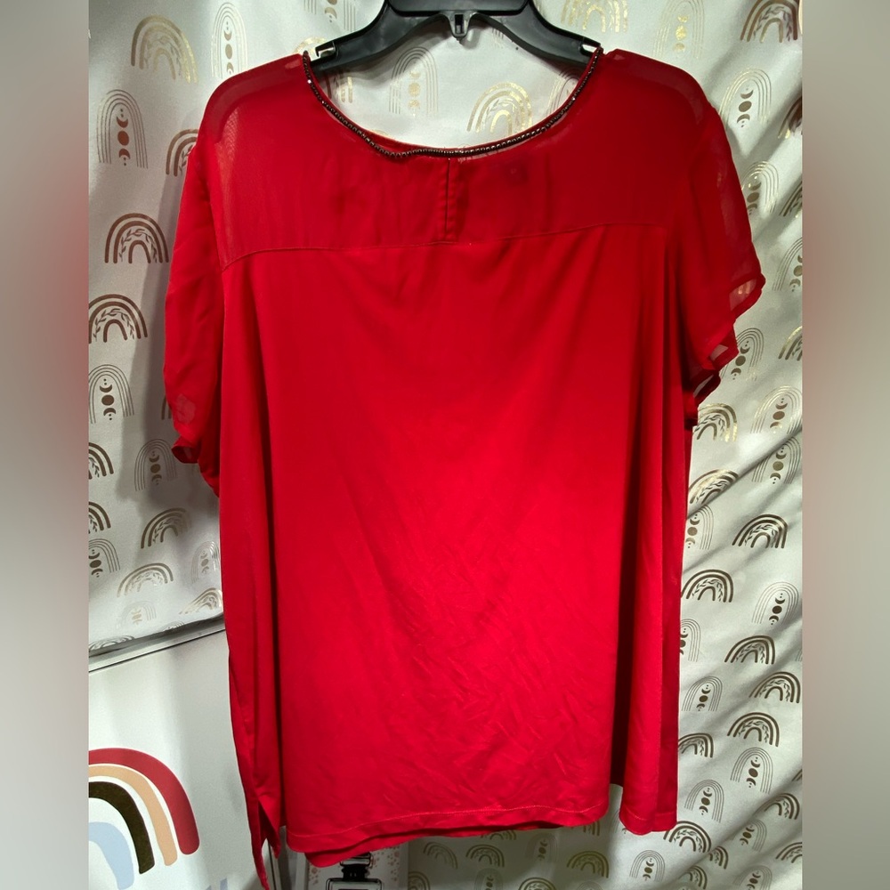 Worthington Red Blouse with Black Trim